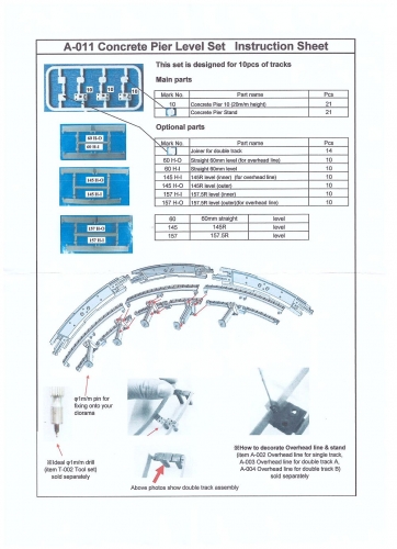 Concrete Pier Level set, R145/157/straight
