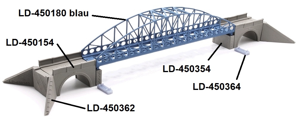 Long arch bridge 120 mm, single track, blue